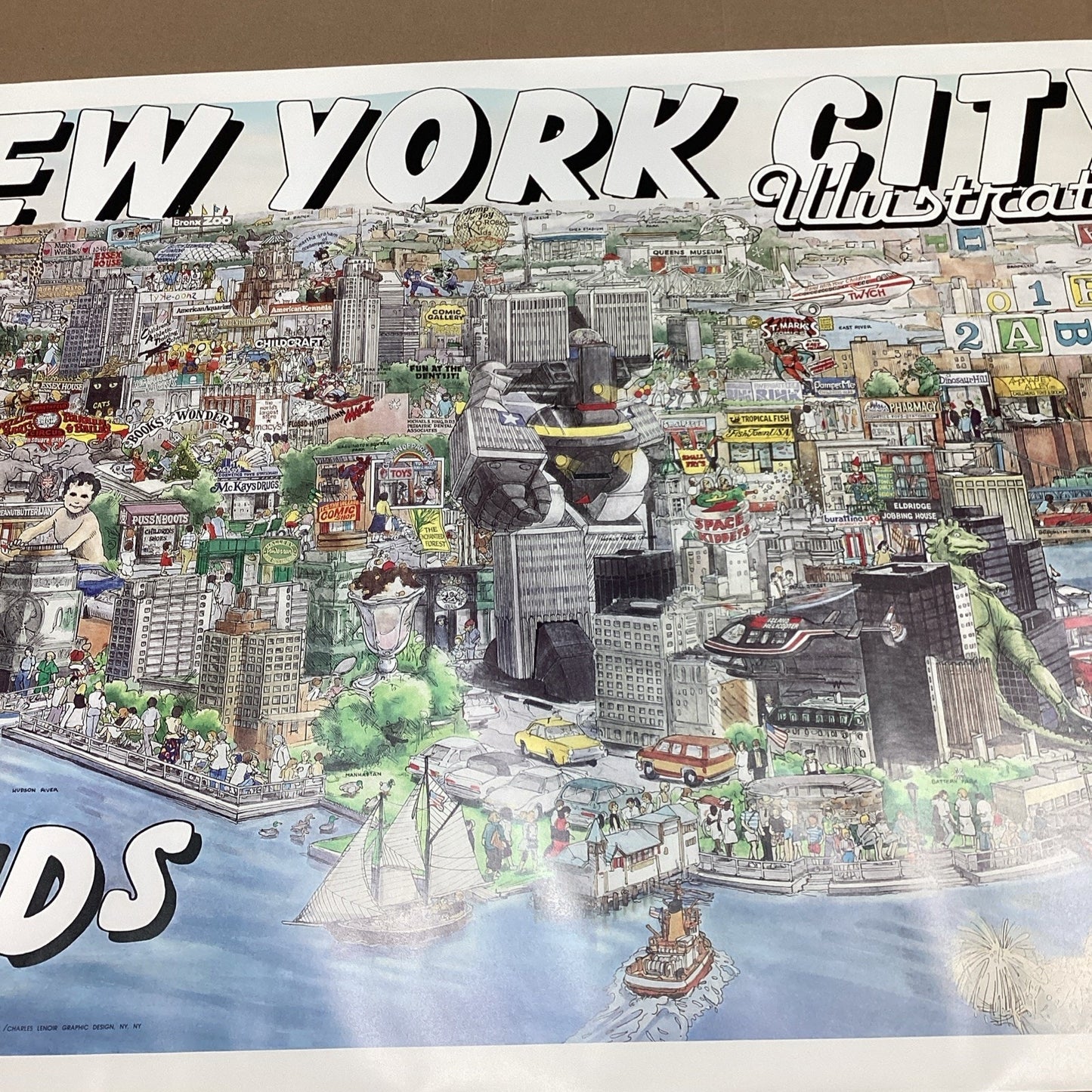 New York City Illustrated For Kids Poster - 1988 - 36x23.75”