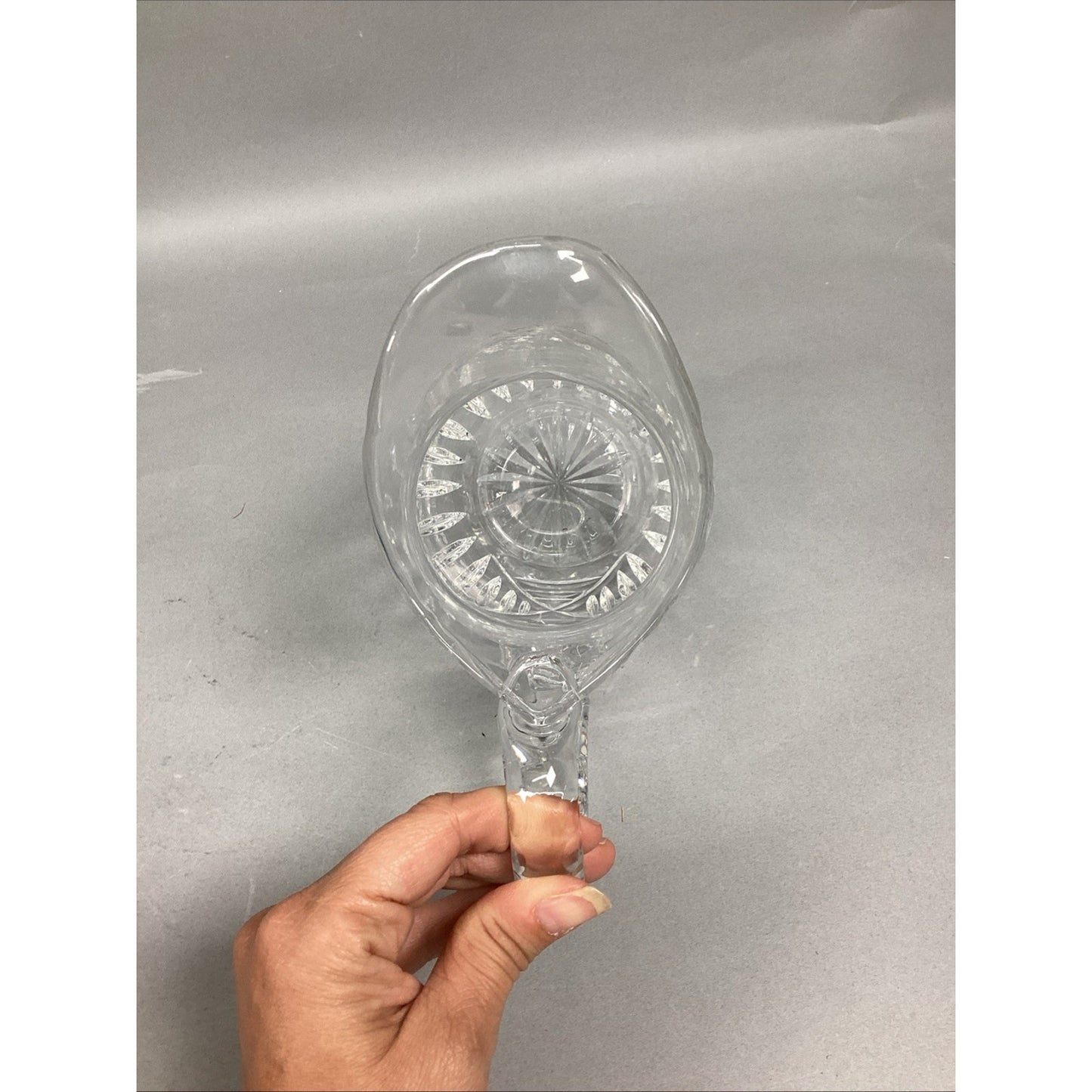 Vintage Cut Glass Floral Crystal Pitcher - 8.5”H