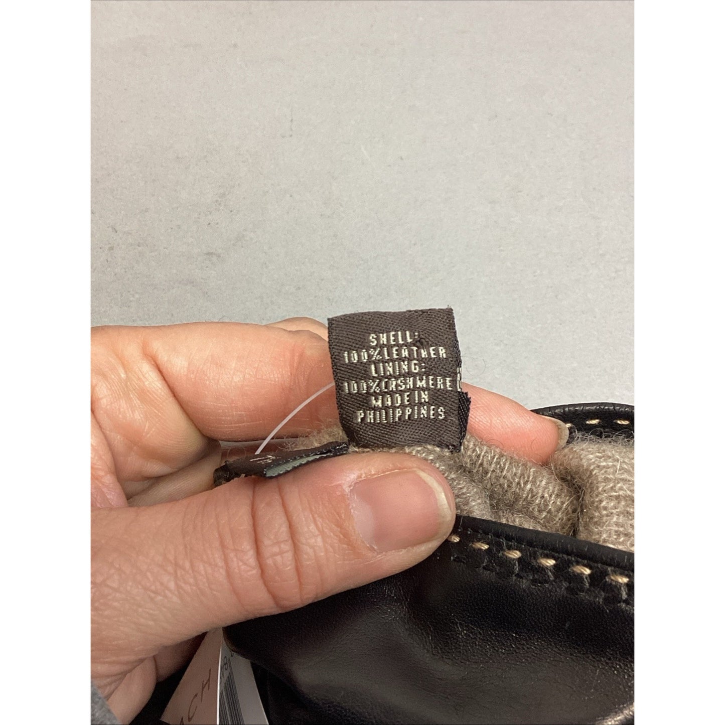 Coach 100% Black Leather Lined Gloves 100% Cashmere Lining- 7 1/2 - NWT - #80037