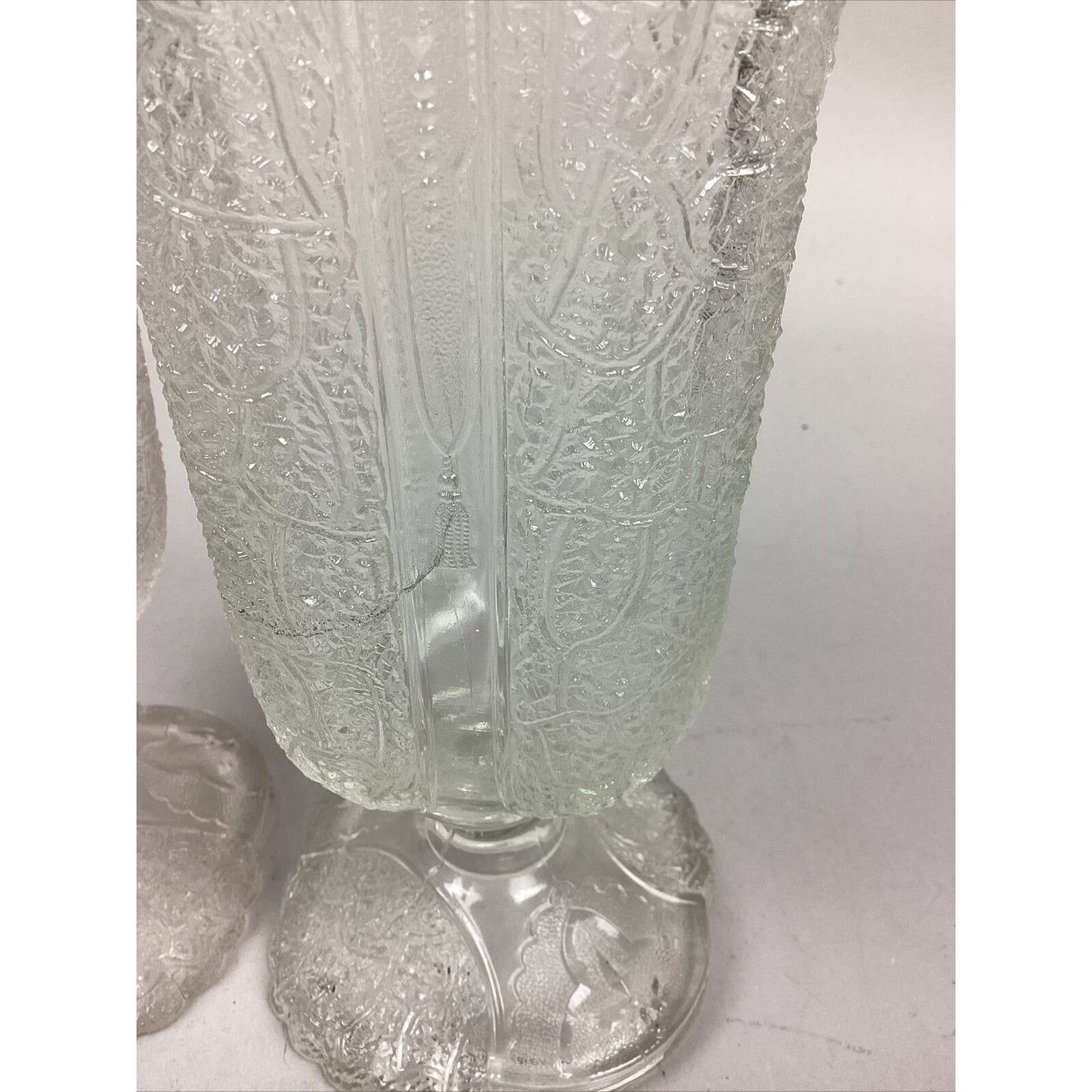 Vintage Set Of 2 Duncan & Miller Tassel Glass Vases - 8.5”H