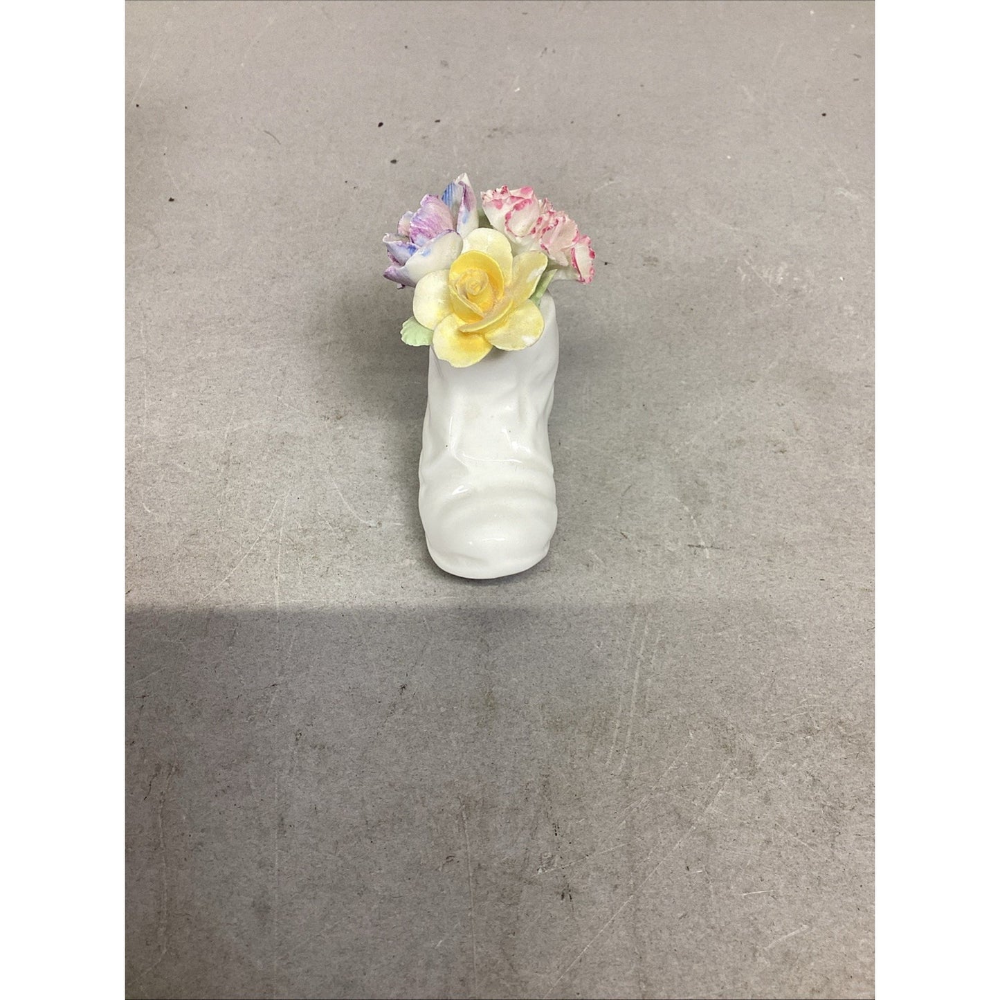 Vintage E&R Gold Crown Fine Bone China Flowers In Boot Figurine Hand Painted
