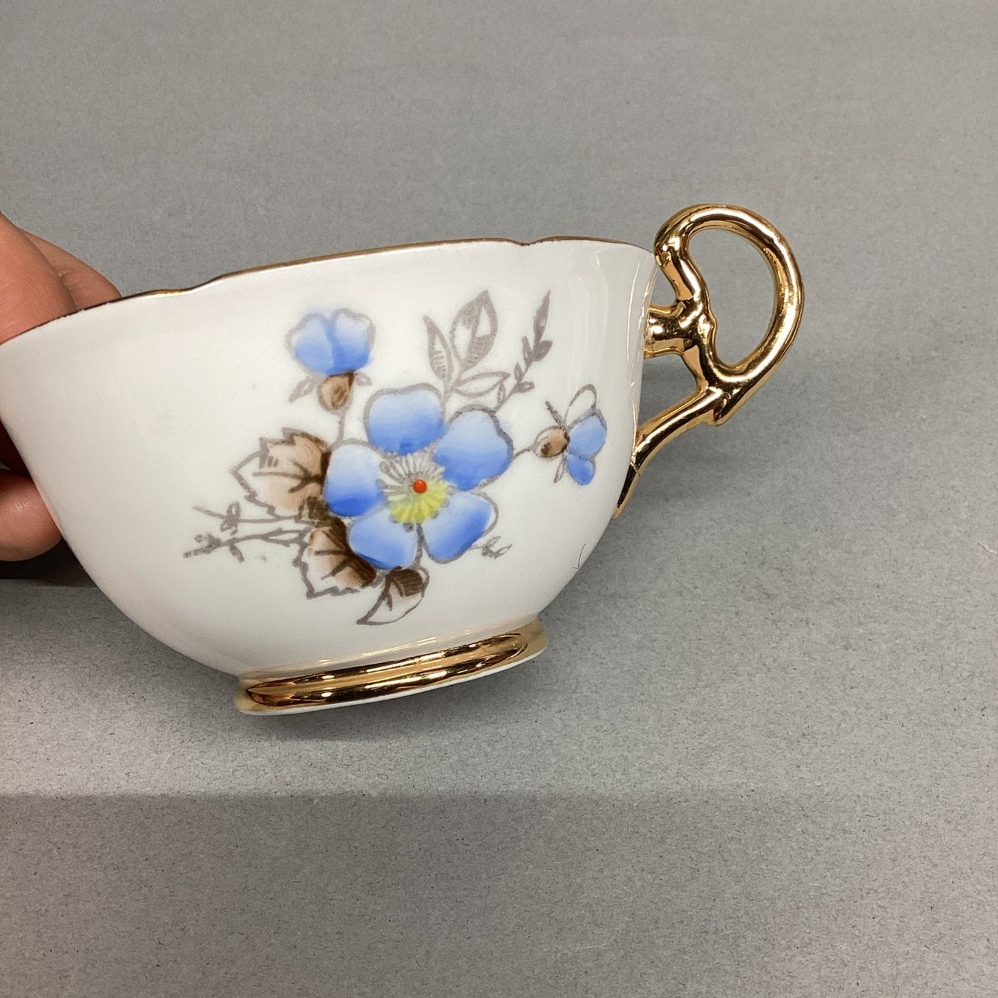 Royal Grafton Fine Bone China Blue Floral Cup/Saucer/Plate - England