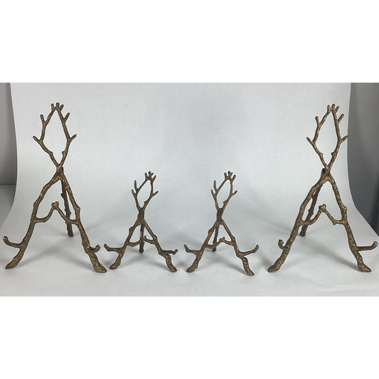 4 San Pacific Intl SPI Metal Gold Plate Pic Holder with Branches/Woodland Theme