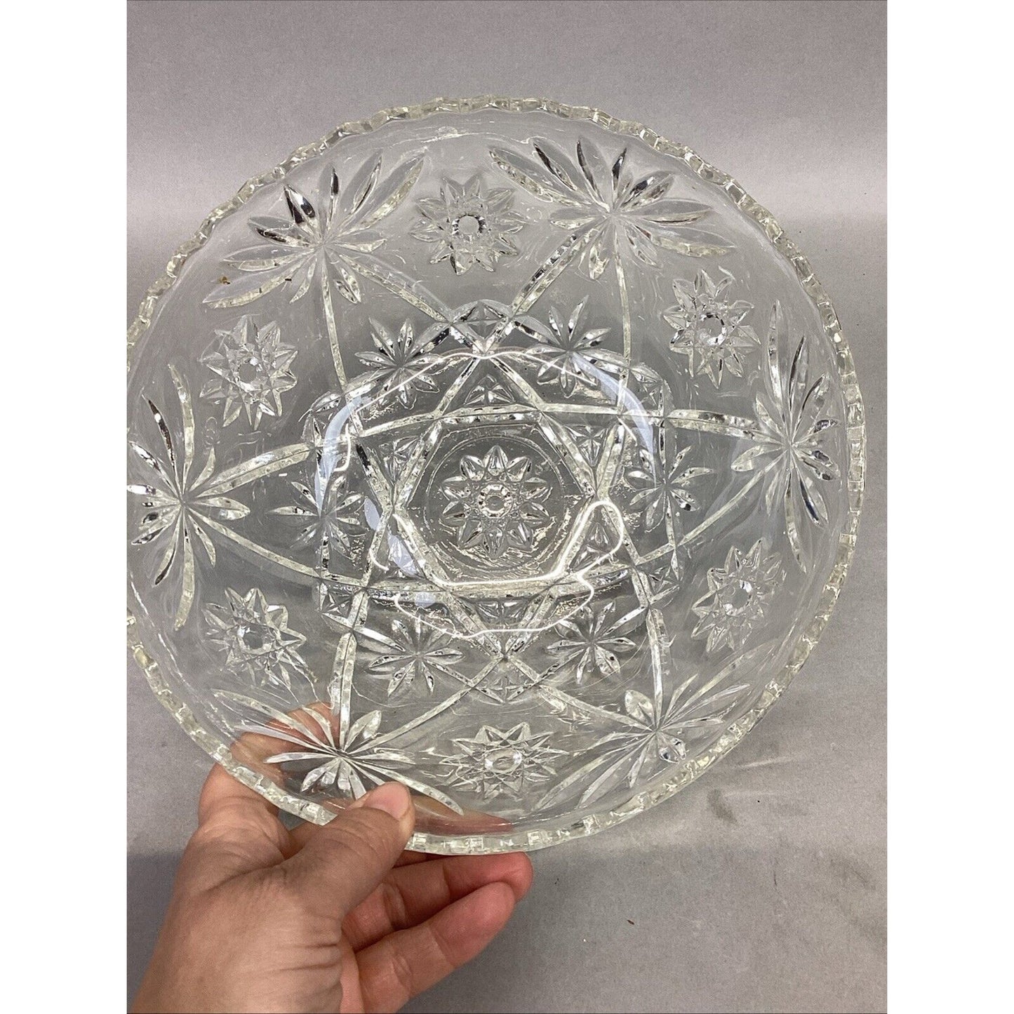 Set Of 3 Vintage Anchor Hocking Glass Star Of David Bowls