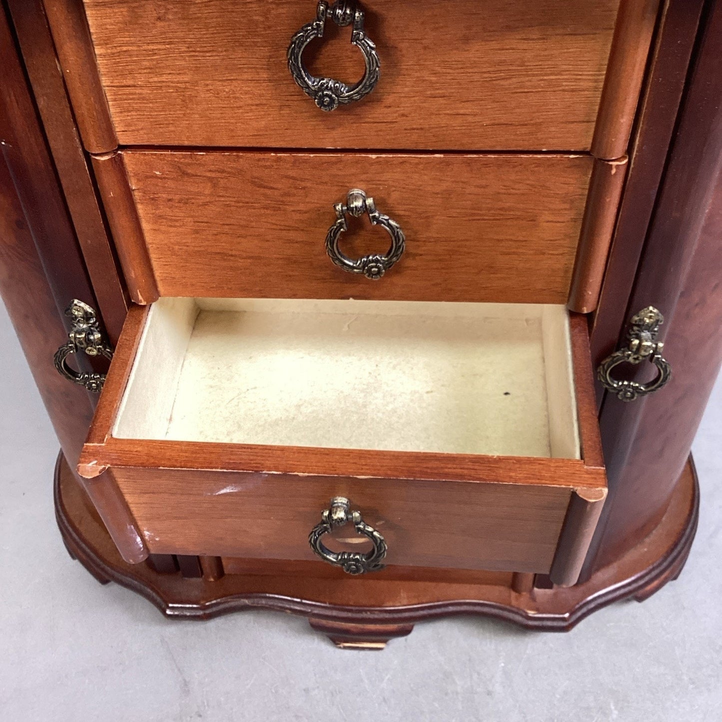 Vtg Jewelry Organizer/Armoire - 2 Doors & 5 Drawers - 13”H