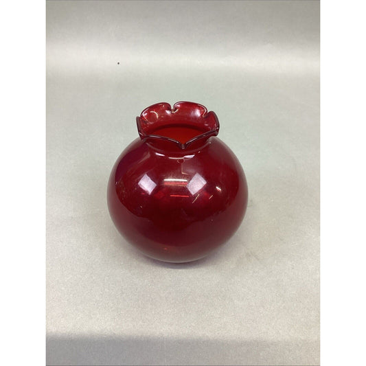 Anchor Hocking Ruby Red Glass Flower Vase - 4.25”H