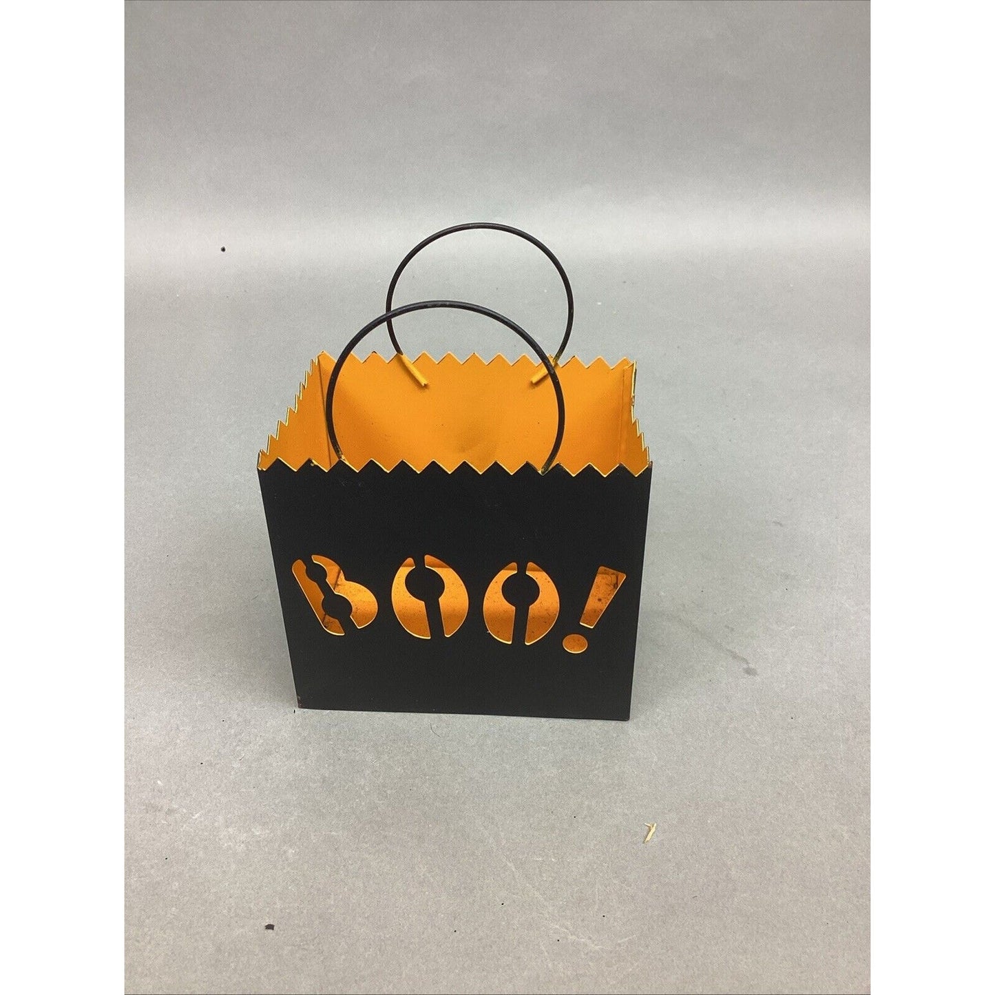 Set Of 6 Halloween Luminaries Lanterns & 3 Orange Candle Holders