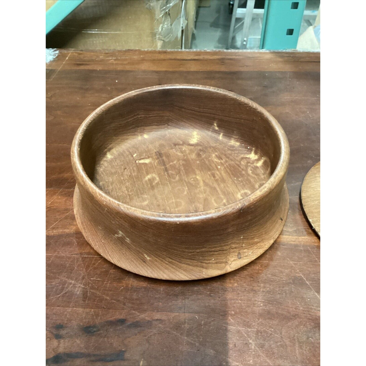 Vintage Teak Wooden Bowl - 9”D And Plate - 8”D