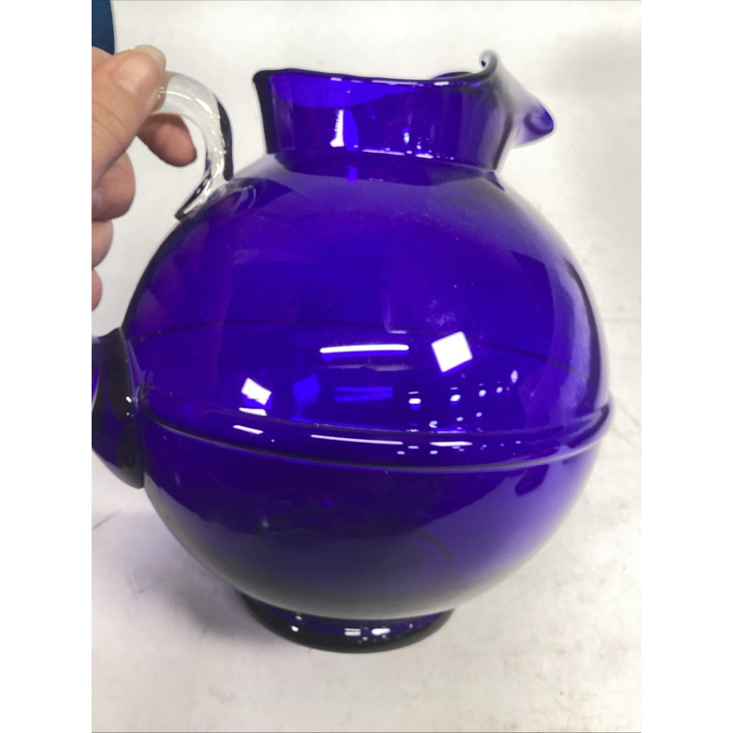 Cambridge Hand Blown Glass Art Deco Cobalt Blue Pitcher - 3400 Line