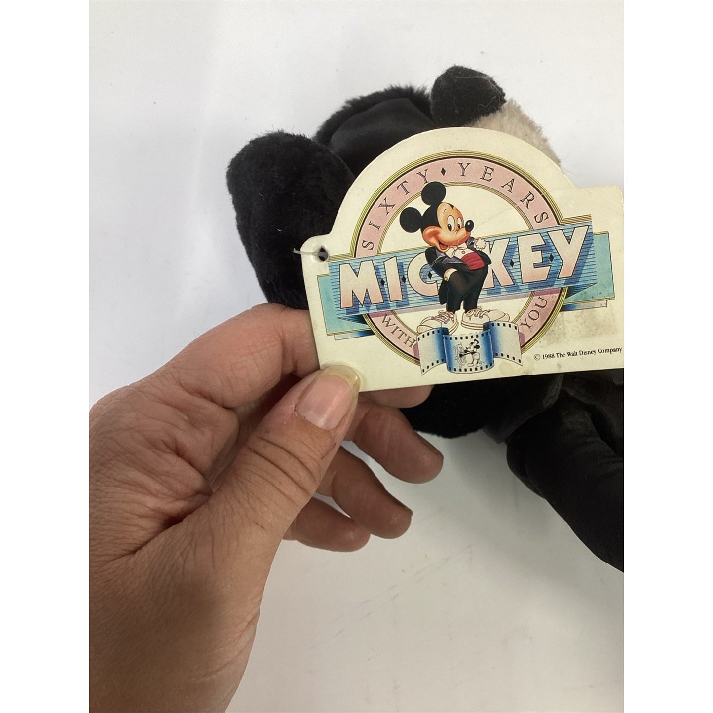Disney 10” Mickey Mouse Tagged 60th Anniversary Black Tuxedo Plush Applause NOS