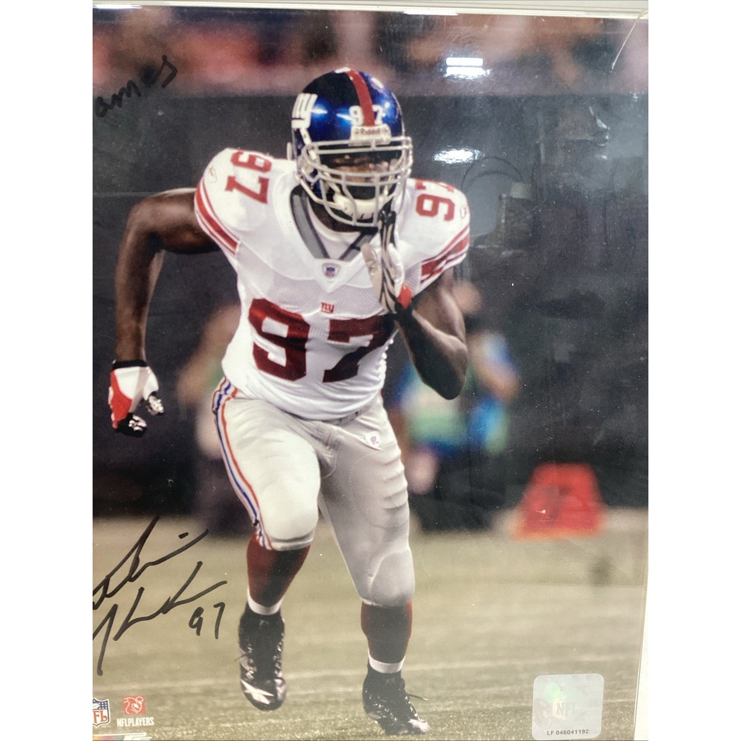 New York Giants #97 Mathias Kiwanuka Autographed Photo - NFL Holographic