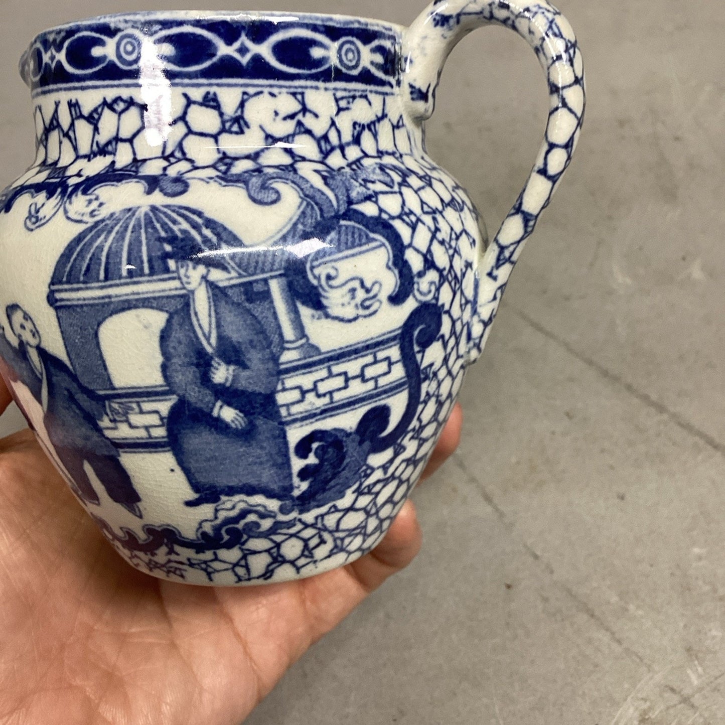 Antique English William Adams Asian Blue Creamer - Made In England - #623291