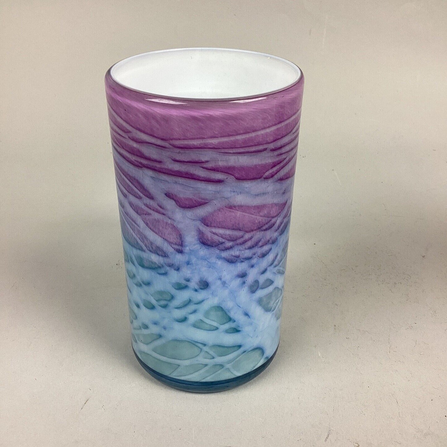 Set Of 2 Pink Purple Swirl Glass Cups - 6.5”H