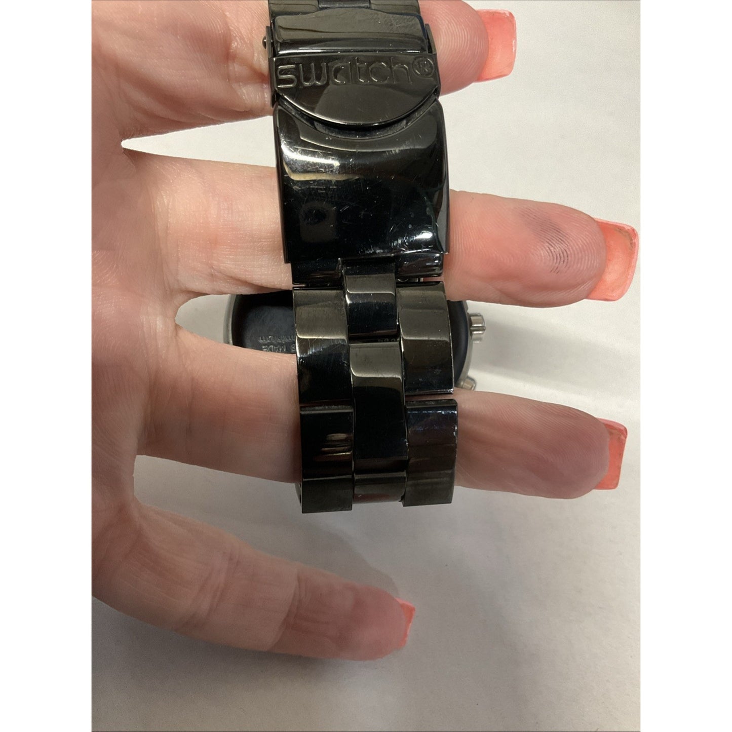 Swatch Irony Diaphane Chronograph Quartz Black Dial Stainless Steel Bracelet
