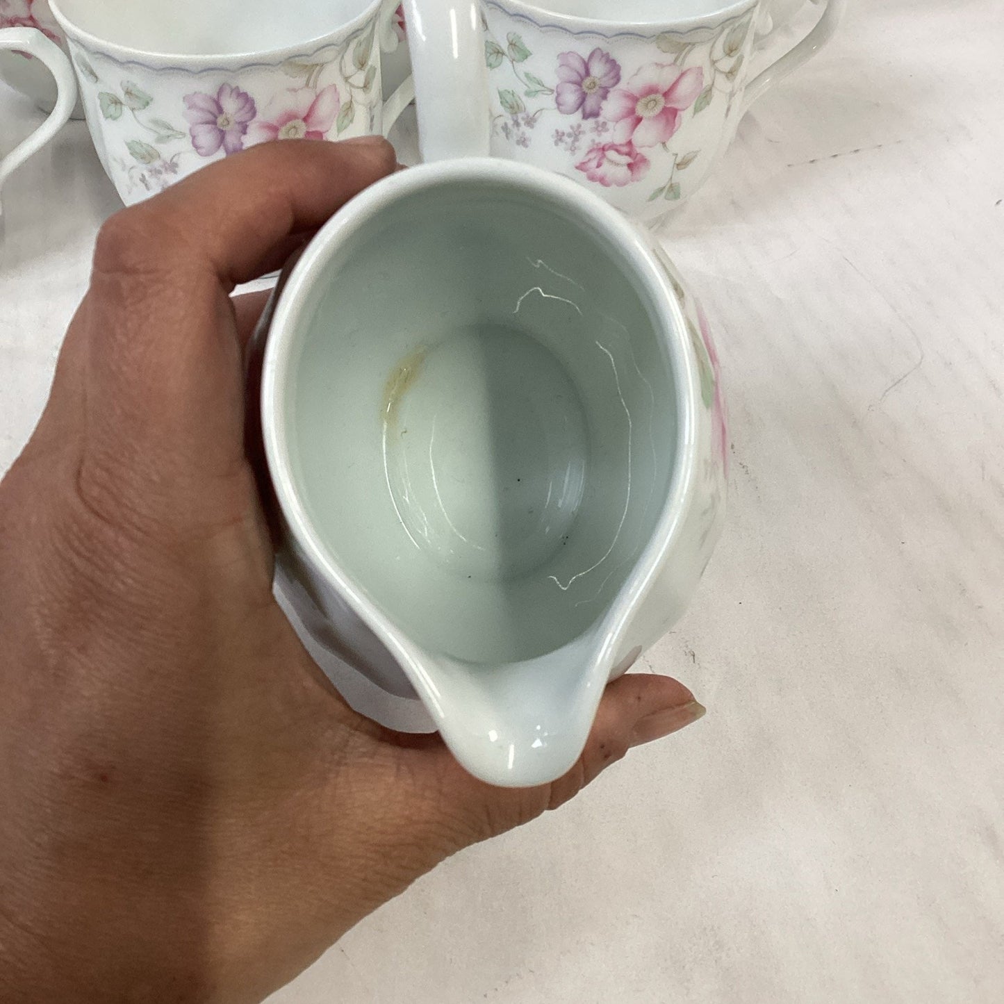 Lot Of 10 Mikasa L9711 Renee Tea Cups, Creamer And Sugar