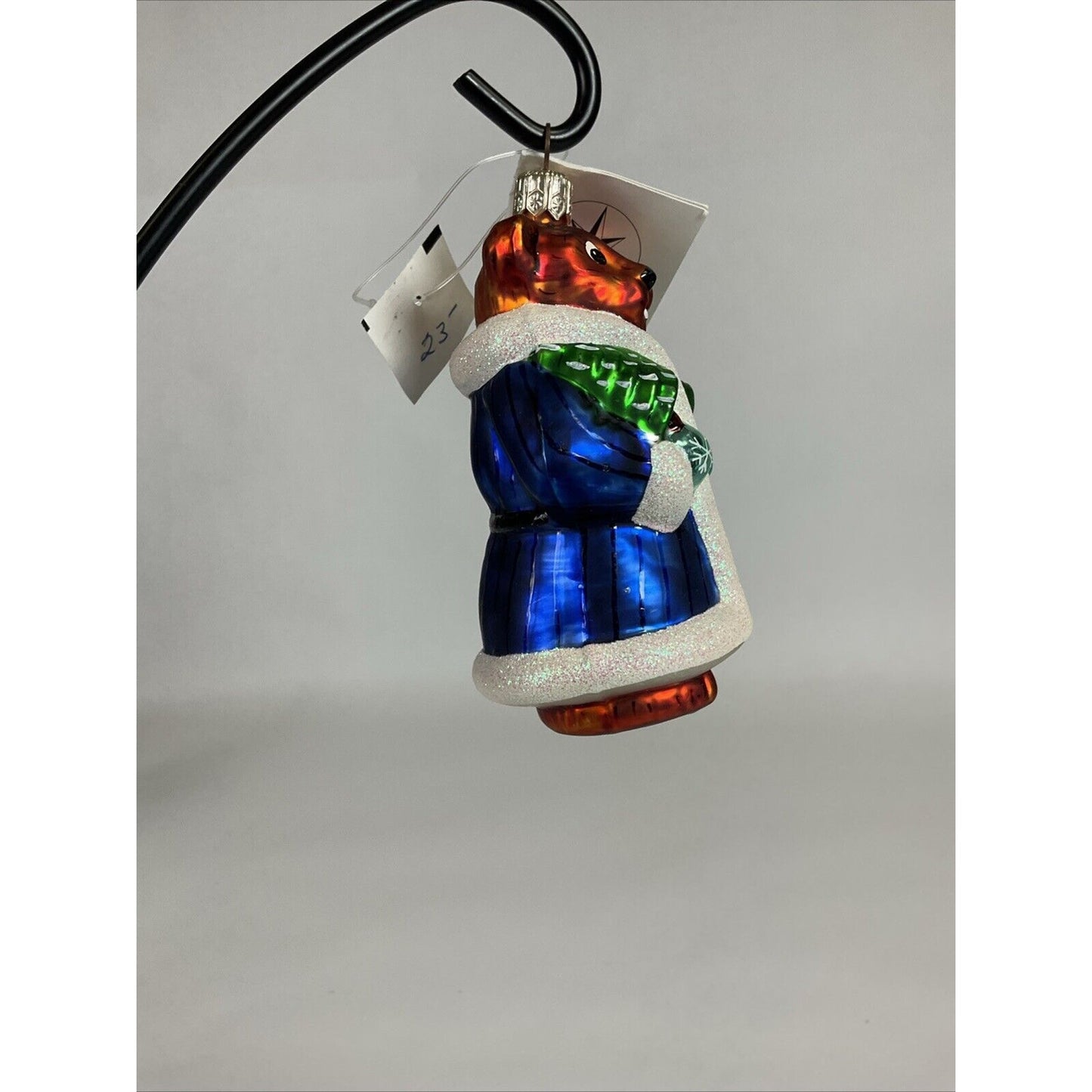 Christopher Radko Beary Chic Glass Bear Christmas Ornament