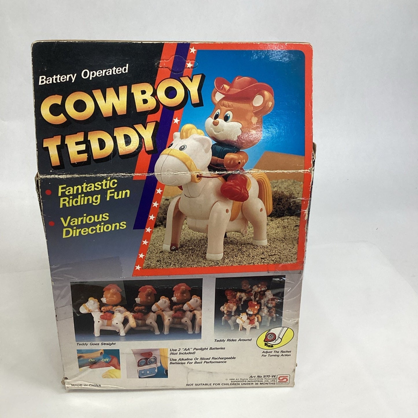 Vintage 1988 Cowboy Teddy - NOS - Battery Operated