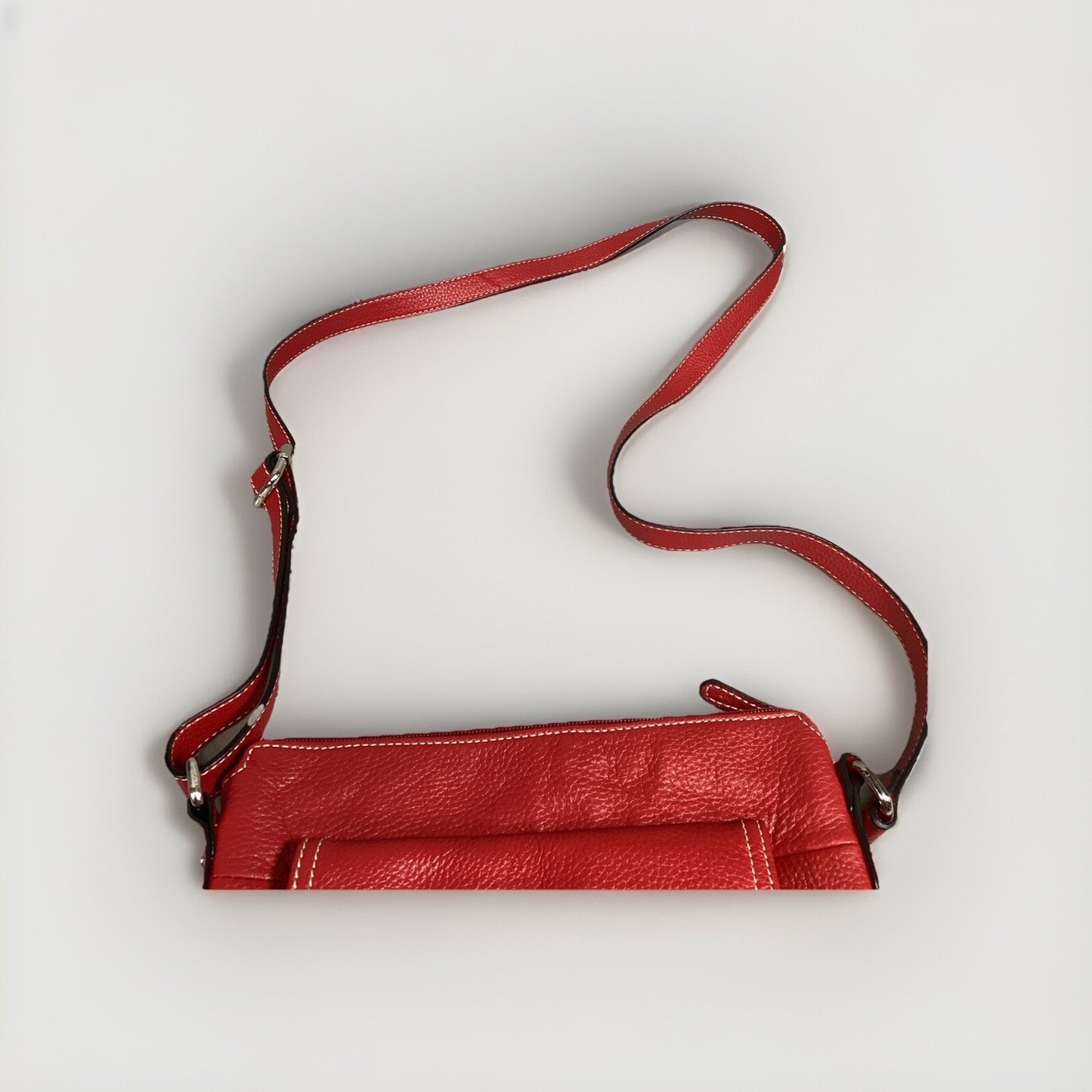 Giani Bernini Red Leather Shoulderbag With Adjustable Strap