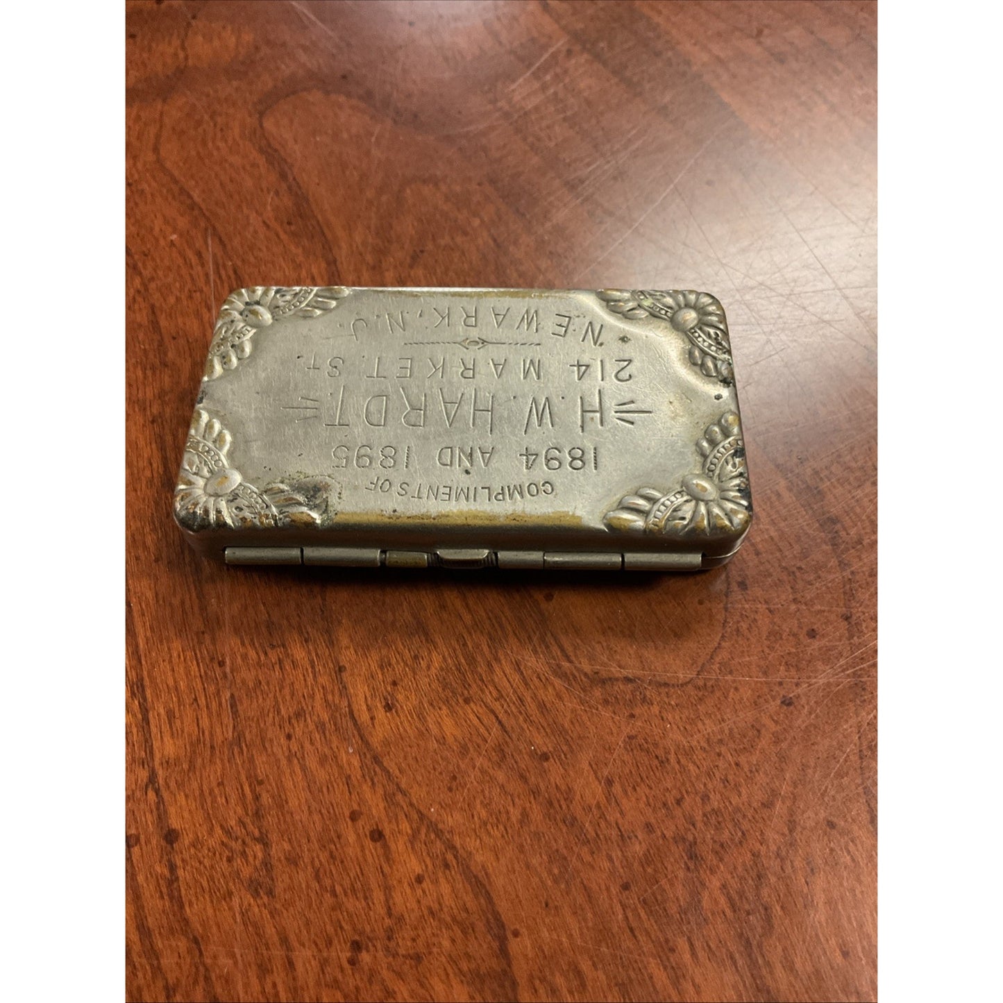 H.W. Hardt Stamp Holder Compliments Of 1894 And 1985 Newark NJ