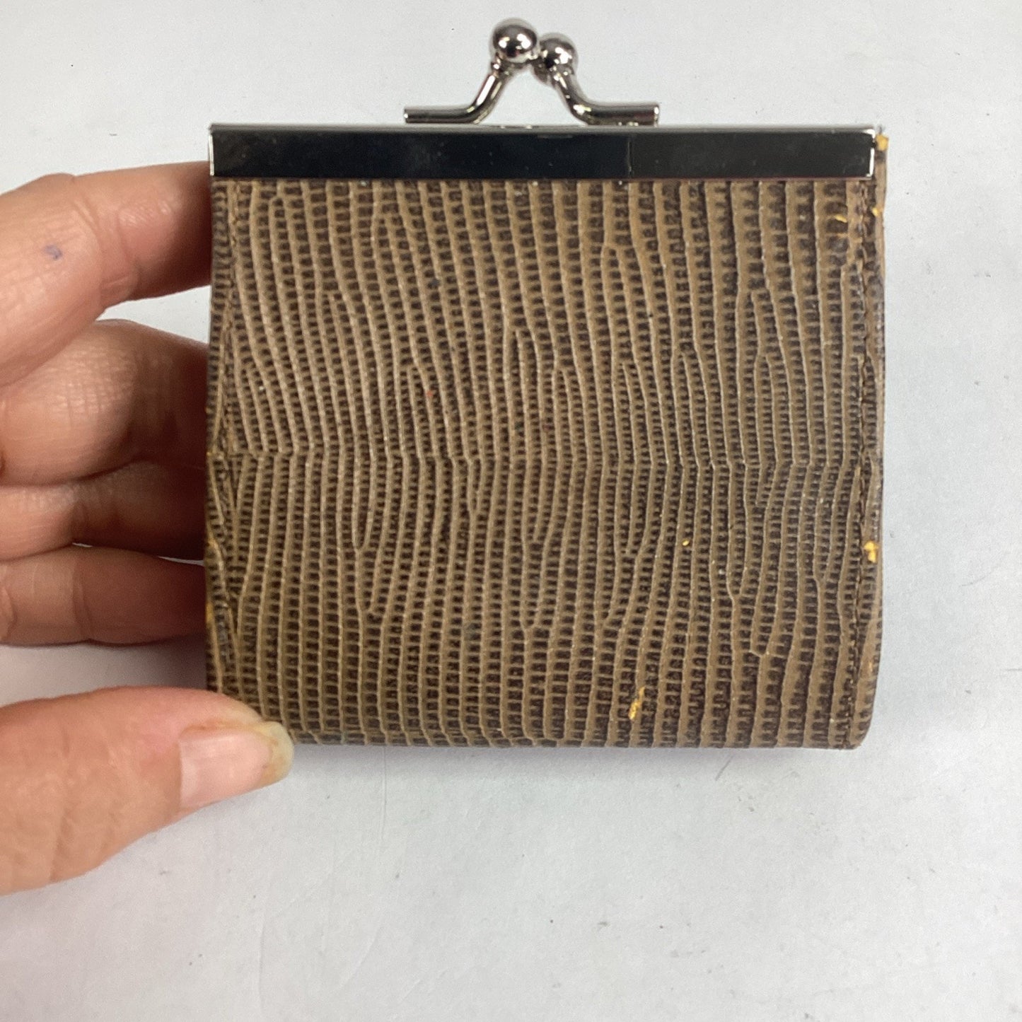 Laura Biagiotti Coin Purse Wallet Genuine Leather Reptile Pattern Italy