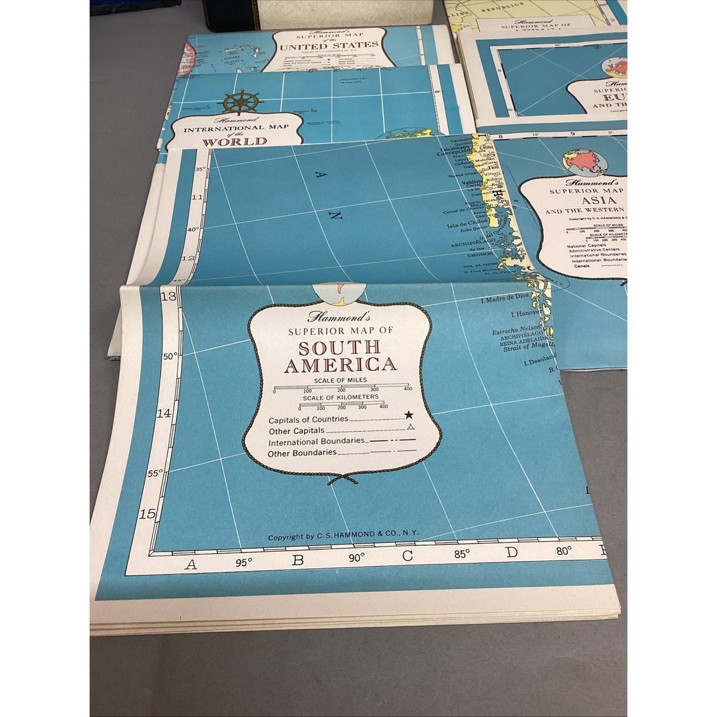 Hammond Deluxe Map Library - US, The World, South America, Asia, Europe, Canada