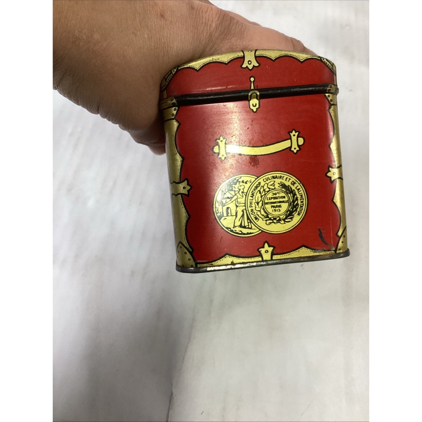 3 Vintage SWEE-TOUCH-NEE TREASURE CHEST TEA TINS - Nesting Tins