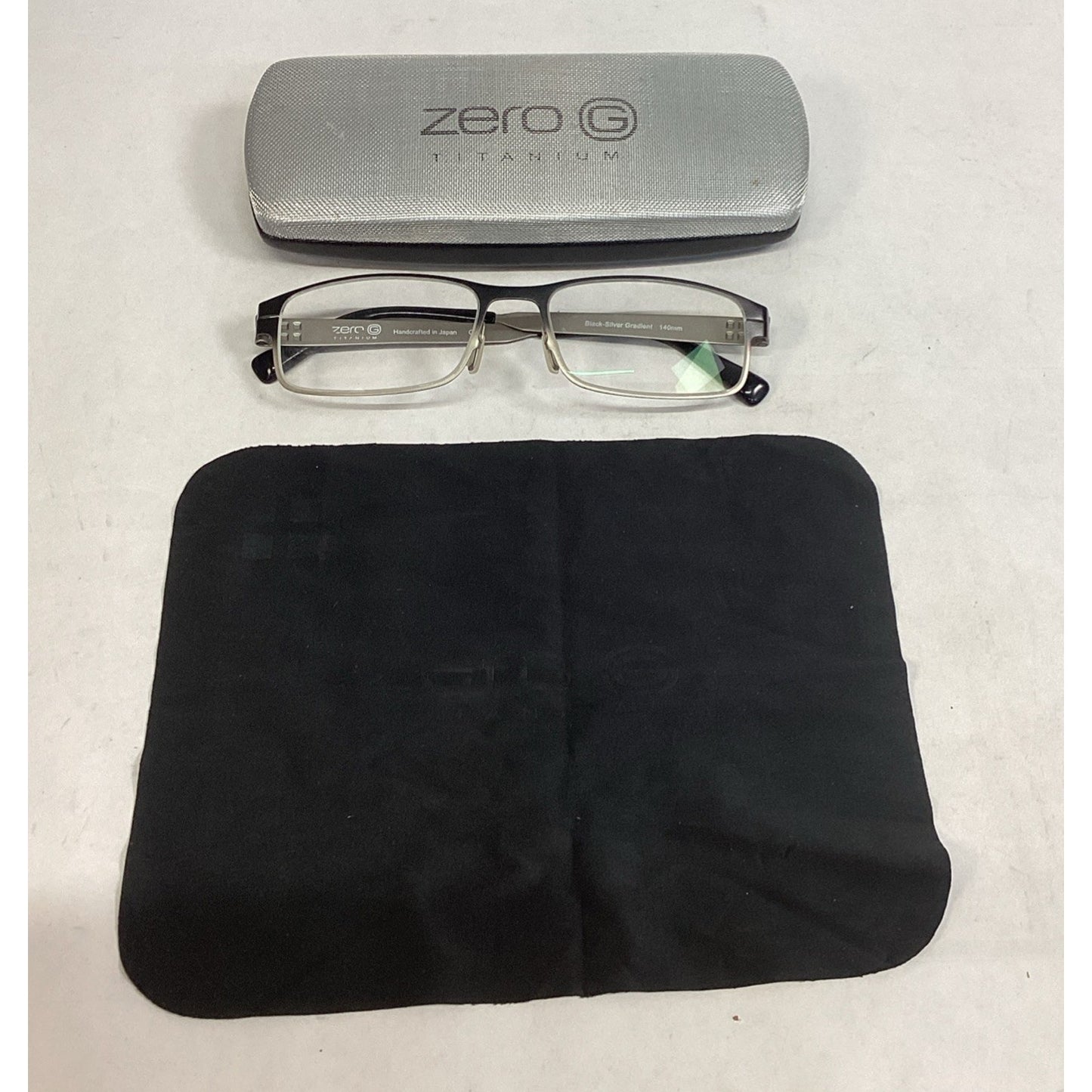 Zero G Titanium Brookville Black Silver Gradient 140mm Glasses W/ Hard Case
