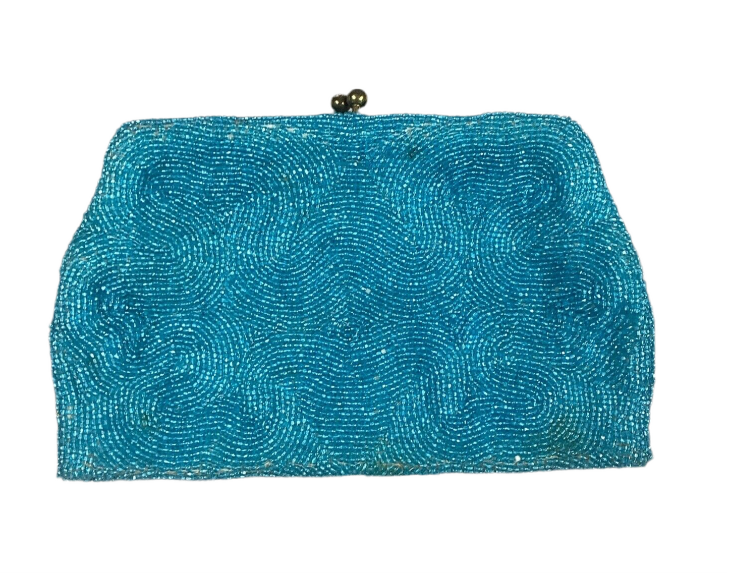 Coblentz Teal Blue Beaded Clutch Purse