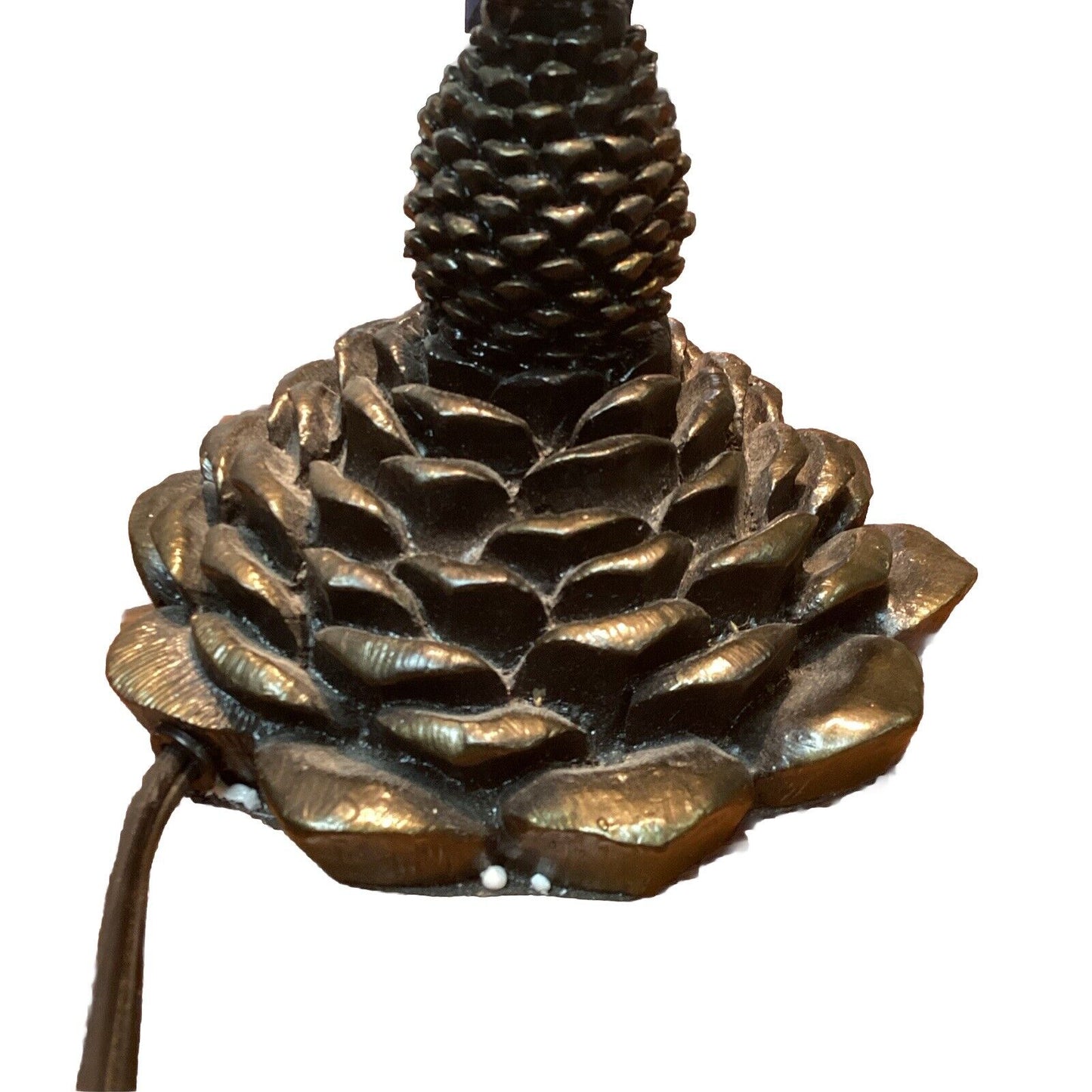 Vintage Pinecone Lamp And Glass Lampshade