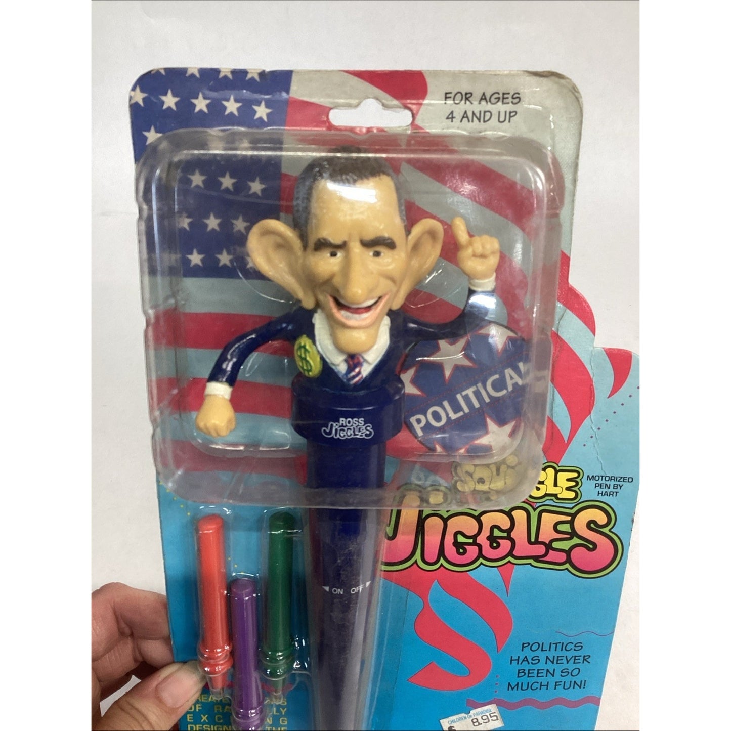 VINTAGE POLITICAL SQUIGGLE JIGGLES Motorized Pen ROSS PEROT PEN SET 1993 NIP