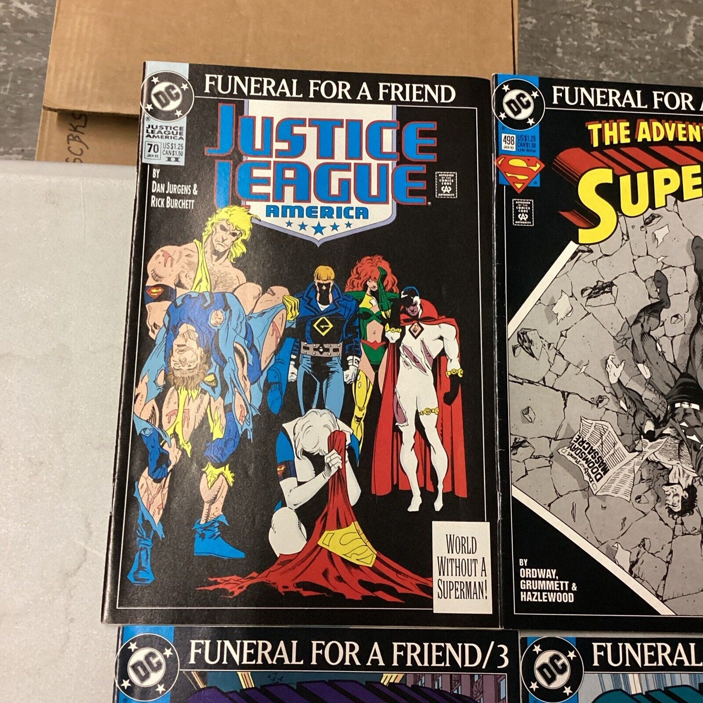 7 DC Comics - Comic Books - Superman #1-4, Justice League, Death Of Superman