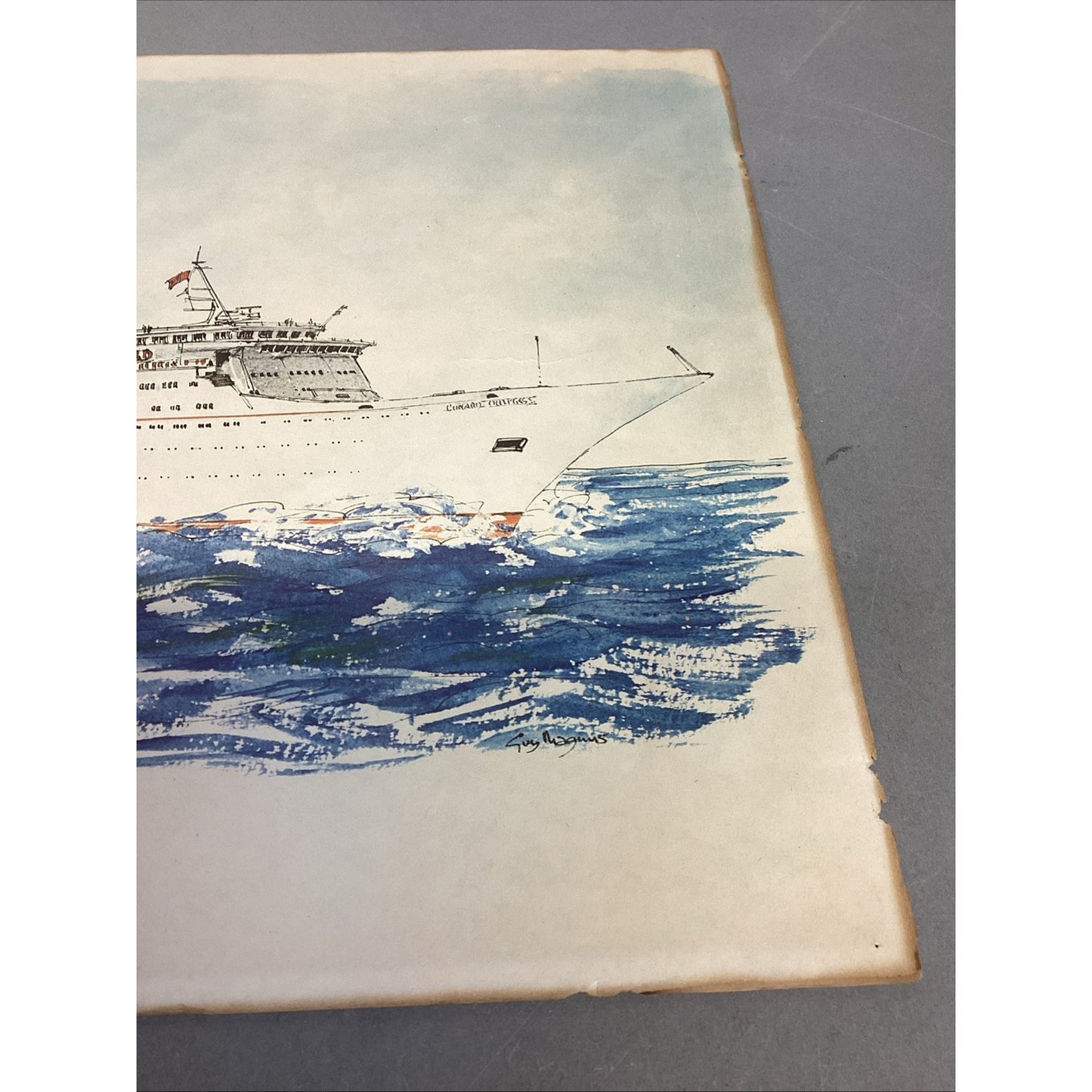 Lot Of 7 - Cunard Poster Print, 1 Photo, 1 Mag Article - Matson & Bermuda Lines