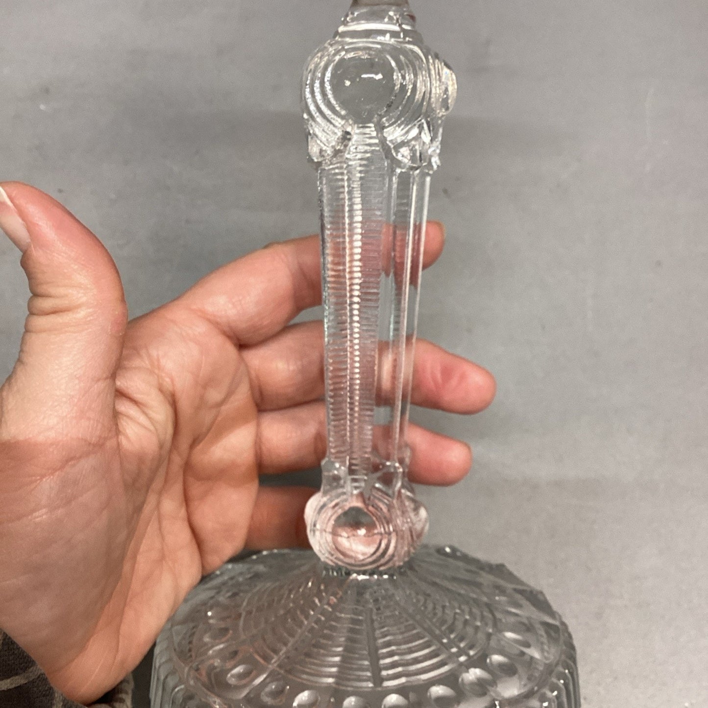 Elegant Antique Bayel Louis XV Candlestick 8.5" Clear Pressed Glass