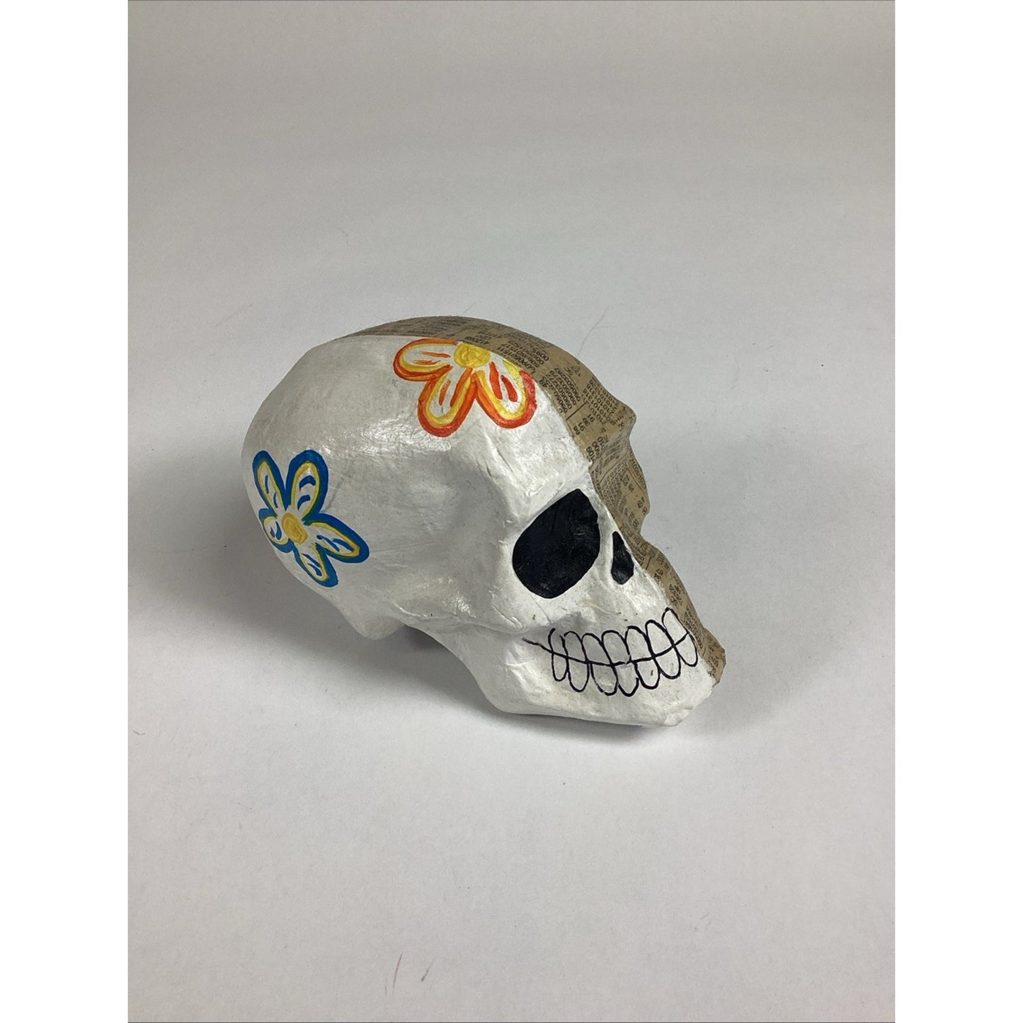Vintage Papier Mache Floral Sugar Skull - Made In Mexico