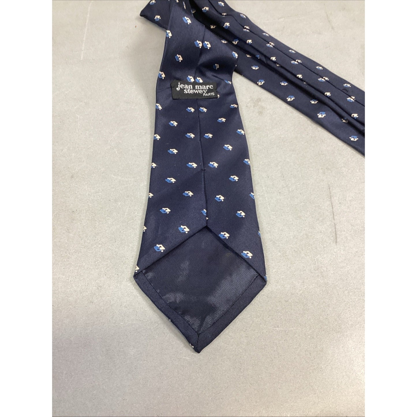 Countess Mara Blue Striped Silk Tie & Jean Marc Stewey Paris Dark Blue Silk Tie
