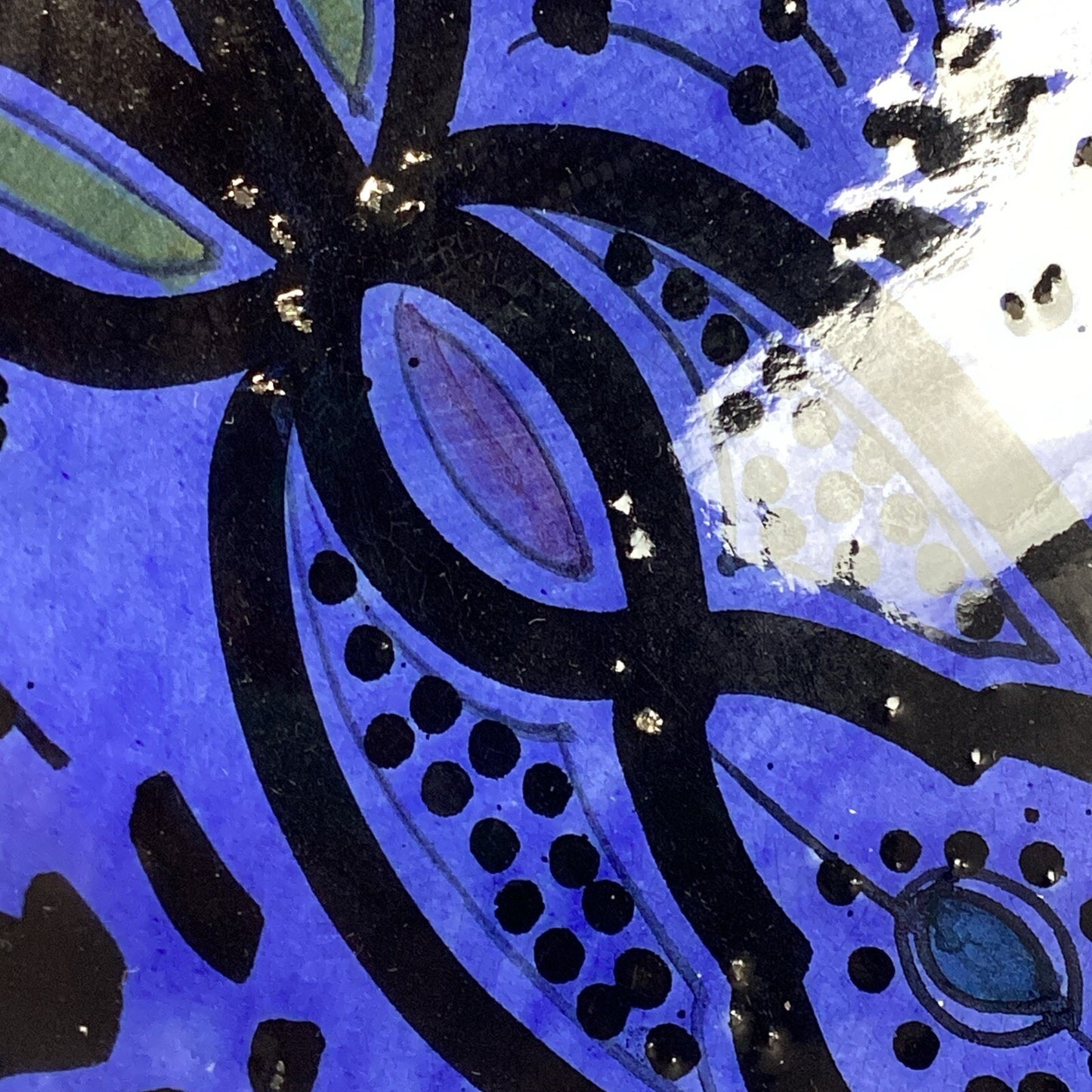 Royal Blue Handmade Hand Painted Salad Fruit Serving Bowl - 5.75”Hx14”D