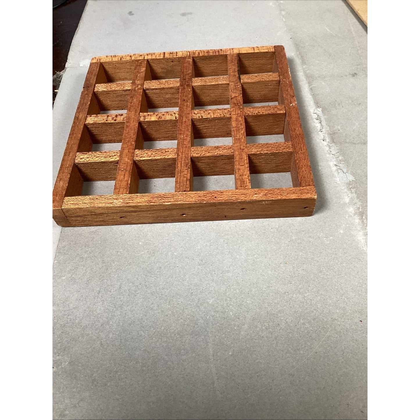 Vintage MCM Teak Wood Trivet Hot Plate Coaster - 6.25”D