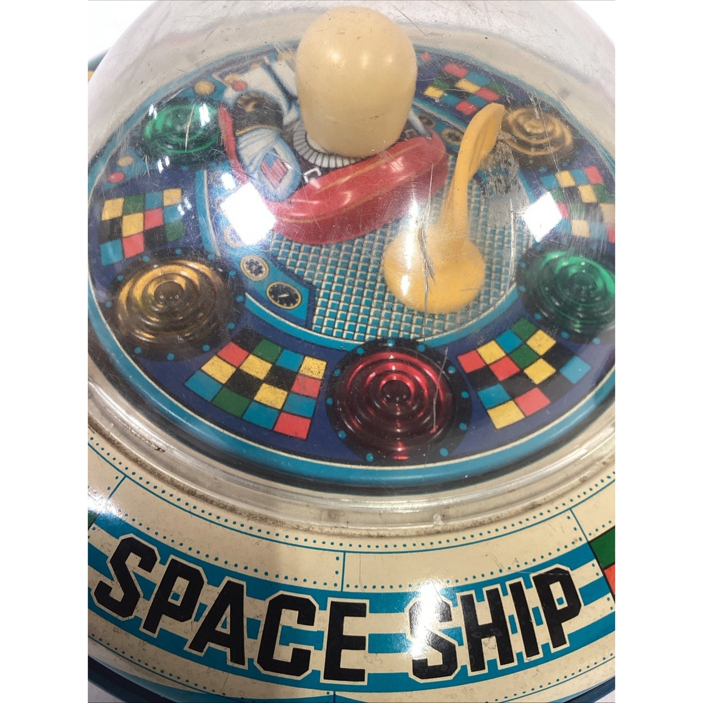 Vintage X-8 Spaceship Toy - No Lights - Spins/Moves/Sound Works