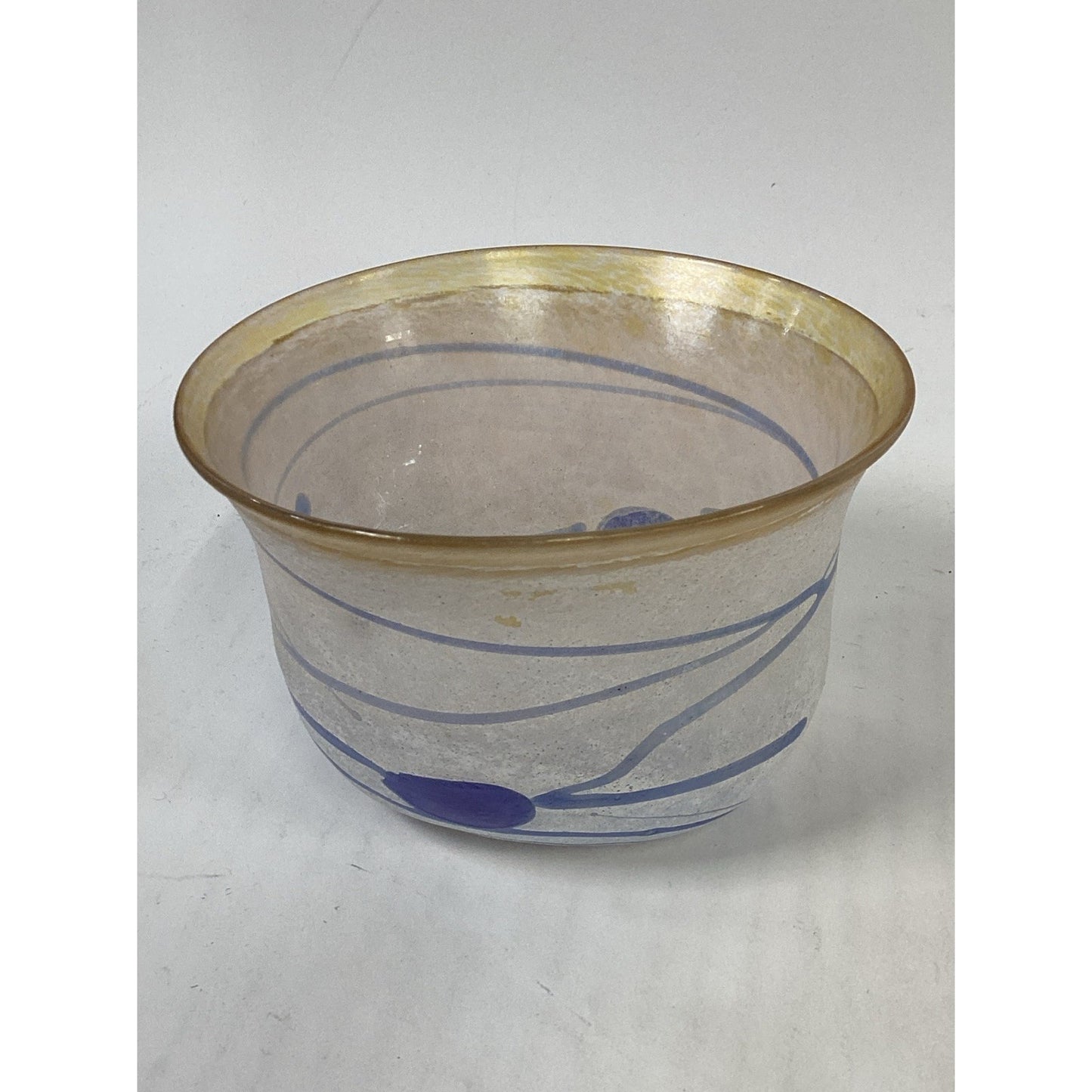 KOSTA BODA Signed Bertil Vallien BLUE GALAXY Sweden #58016 Glass Oval Bowl Vase