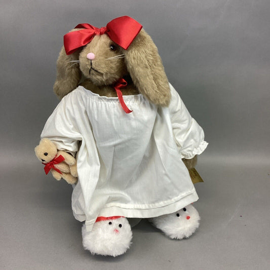 1986 The Hen In The Holly ‘Amy’ Decorative Rabbit On Stand With Tag - 14”H