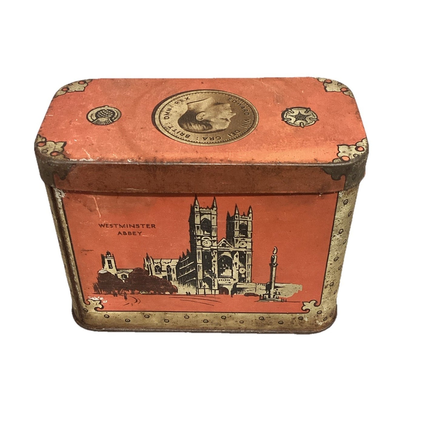 Rare 1930s Edward VIII Coronation Westminster Abbey Treasure Chest Money OXO Tin