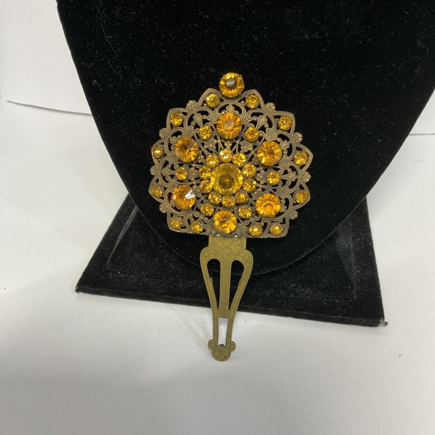 Vintage Topaz/Yellow Rhinestone Brooch
