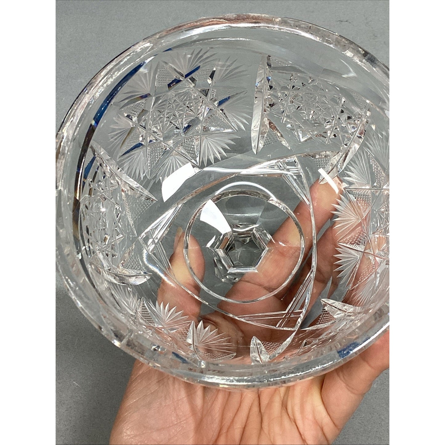 Cut Crystal Glass Hobstar Cheese Or Butter Dome