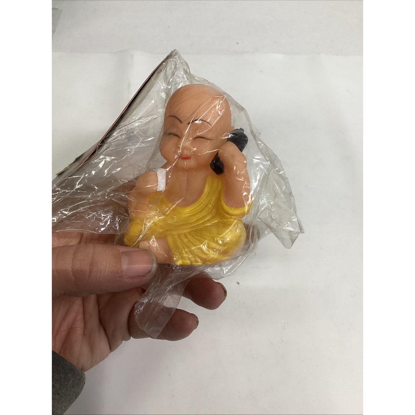Vintage 1995 Happy Monk Squeaky Toy Holding An Espresso And Cellphone - New