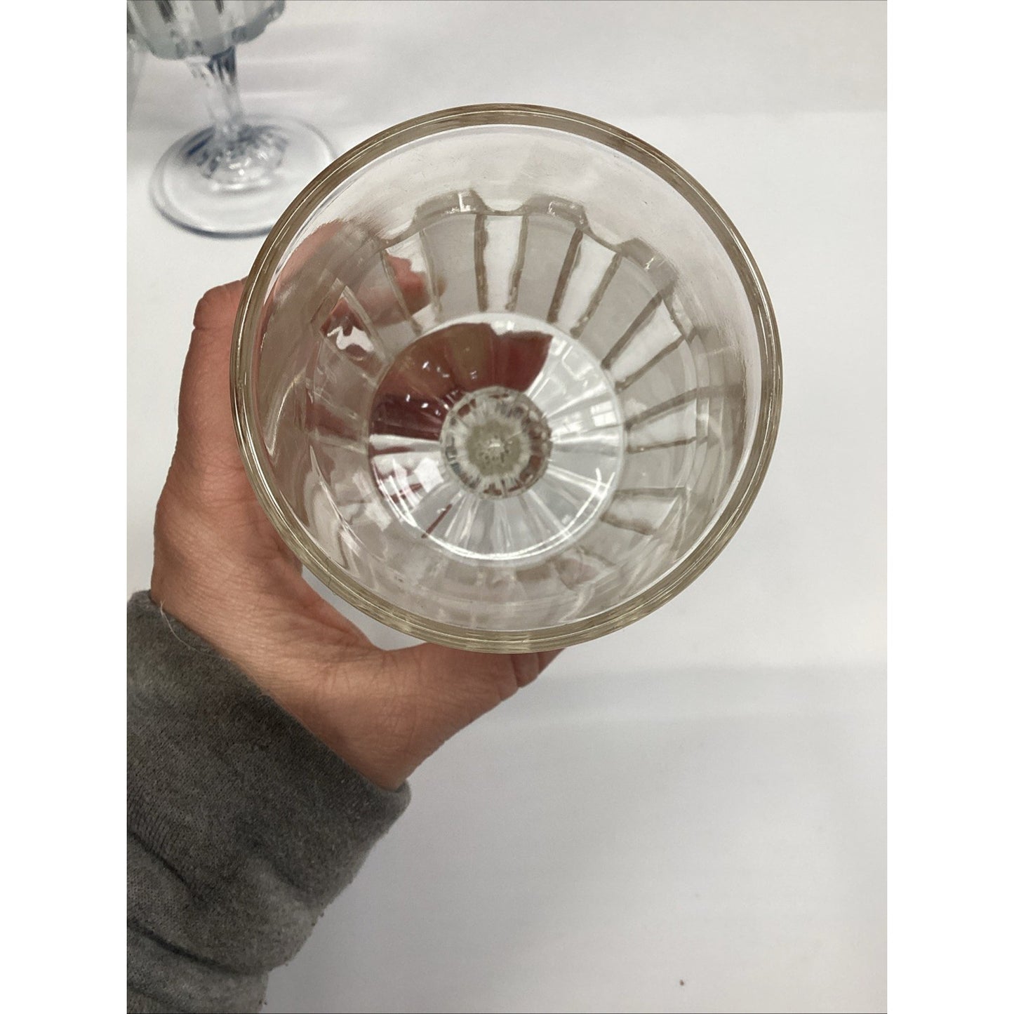 Vintage EAPG Frosted Glass Goblets: Ribbed Stem, Set of 2
