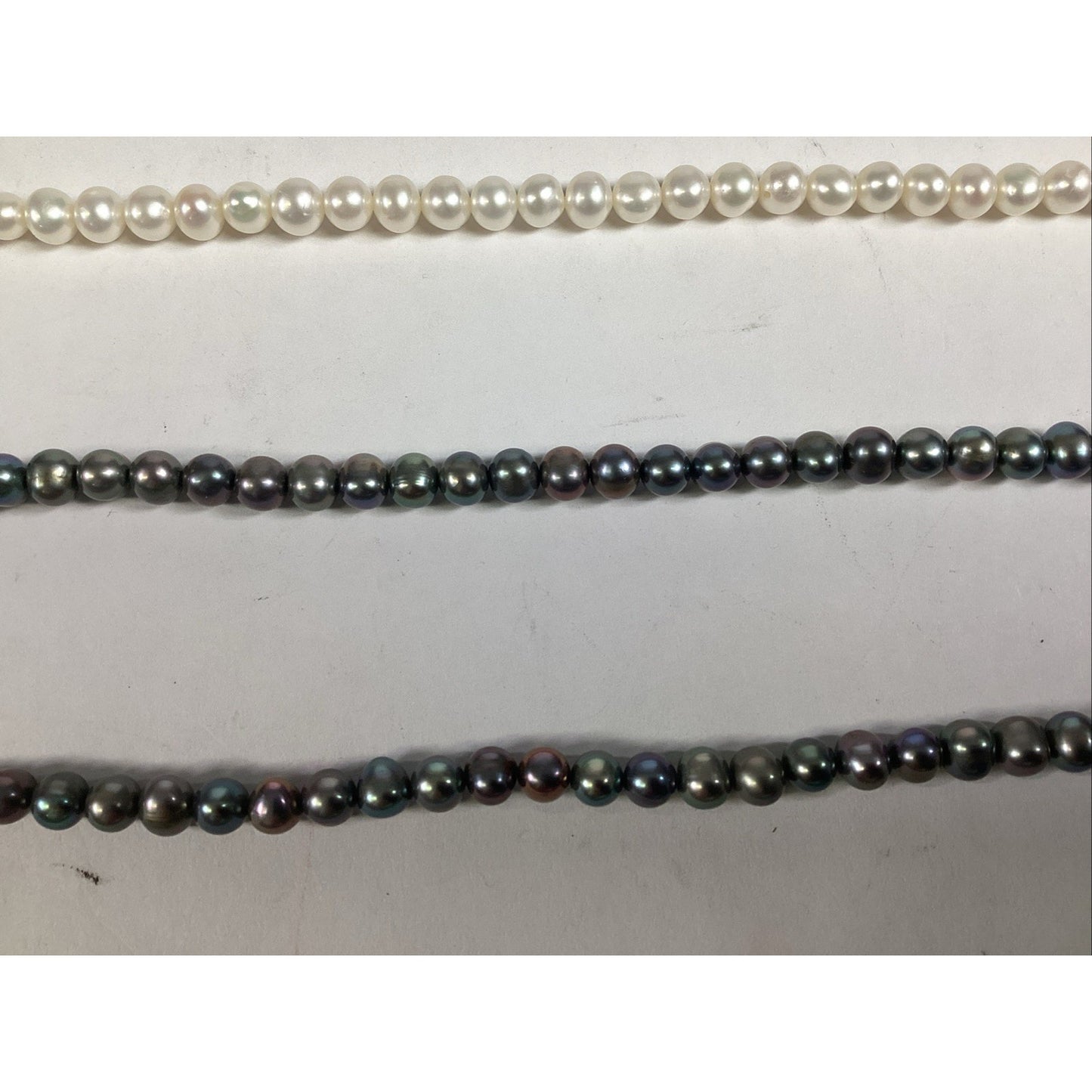 Rainbow Peacock Blue Color Pearl Strands & Ivory Pearl Strands (2 Each)