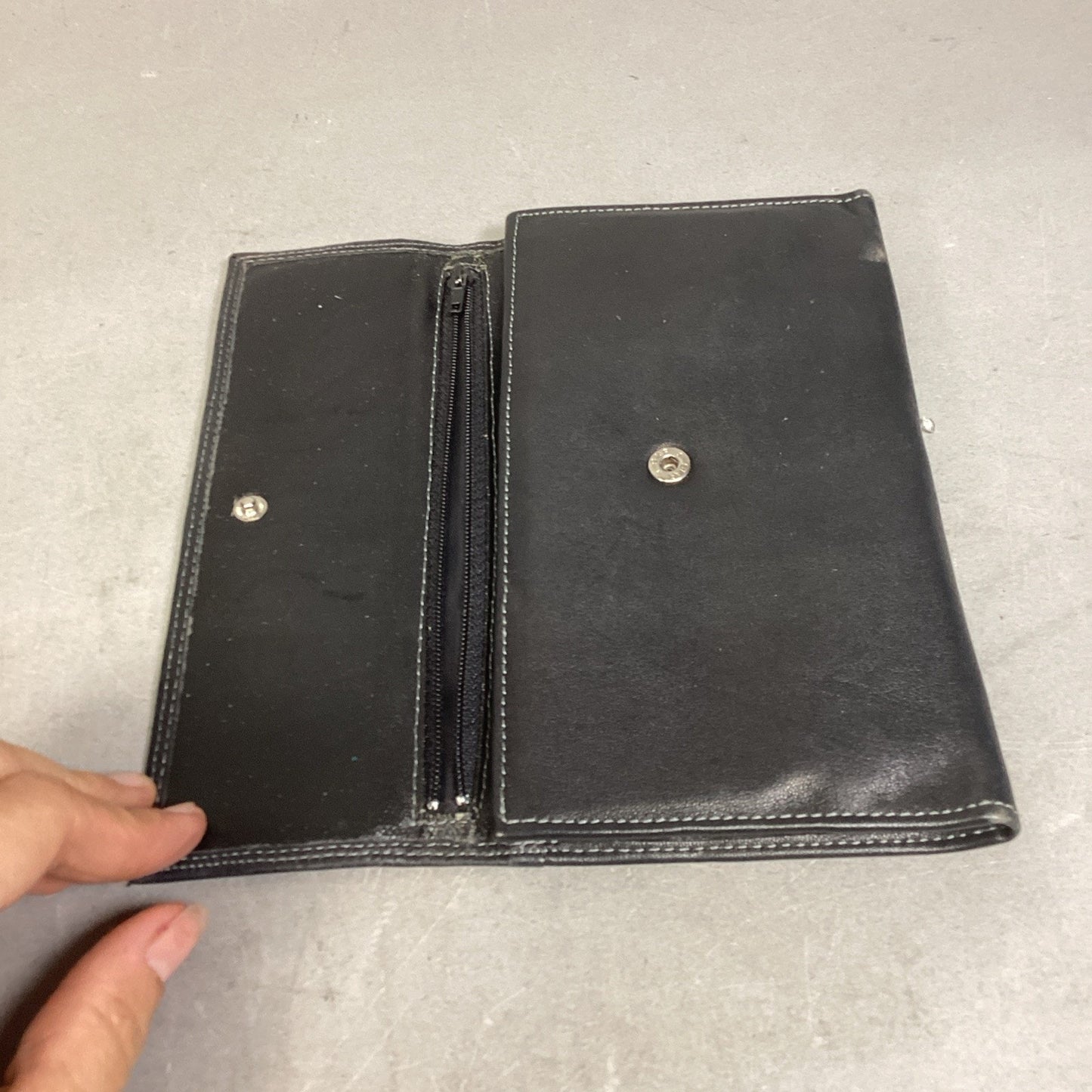 Fiorelli Black Leather Zip Around Wallet Clutch Genuine Cowhide Super Soft