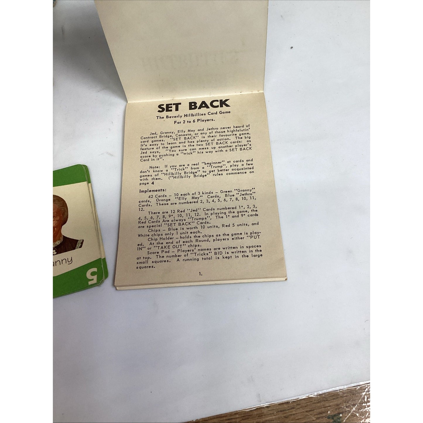 Vintage 1963 The Beverly Hillbillies Set Back Card Game Milton Bradley