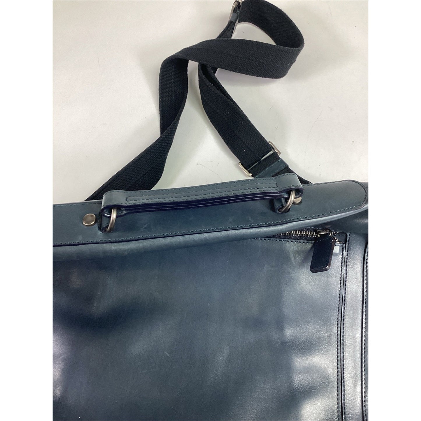 Marni Navy Blue Leather Tote Shoulder Messenger Bag W/ Shoulder Strap/2 Pockets