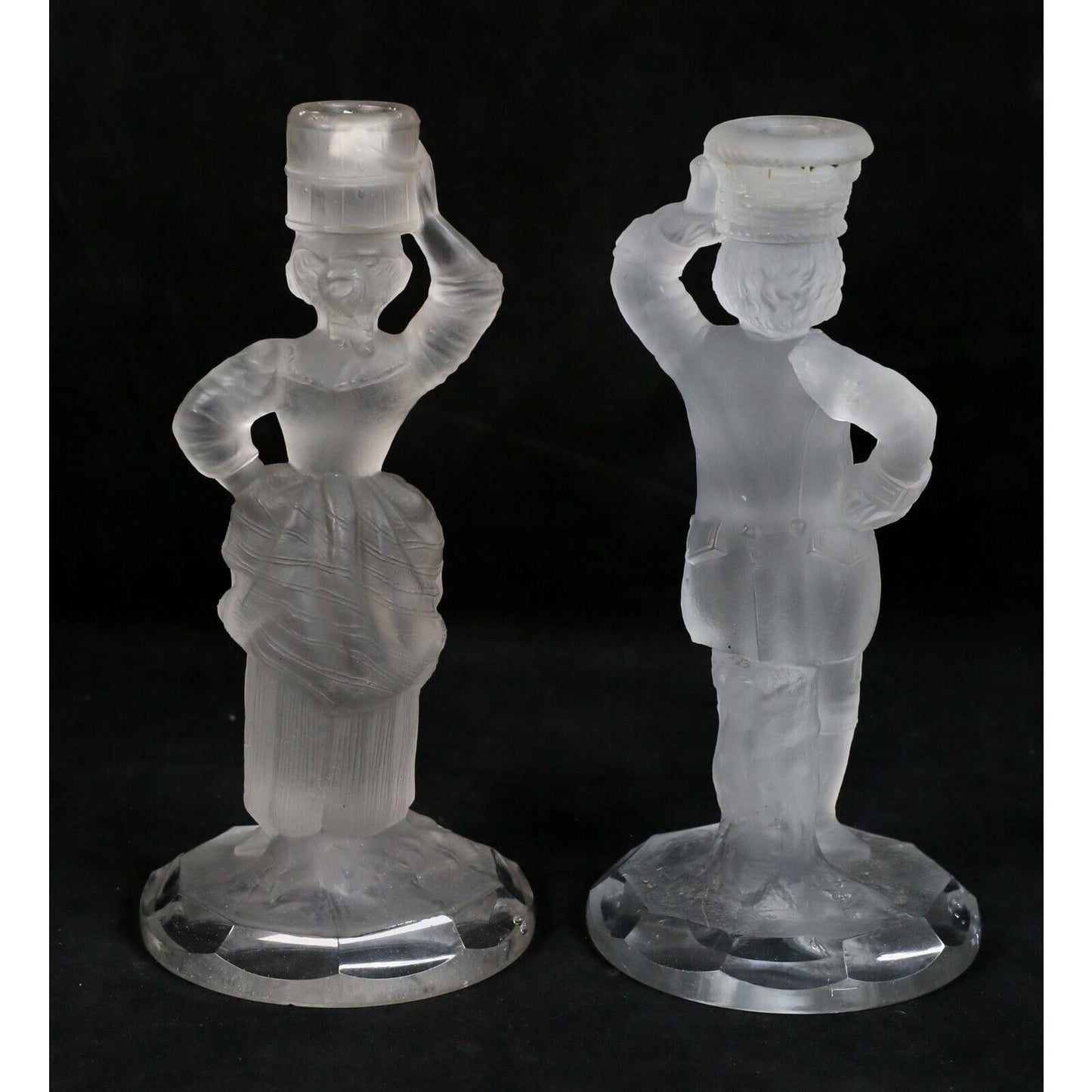 Holyrood Glassworks Pair of Figural Candlesticks